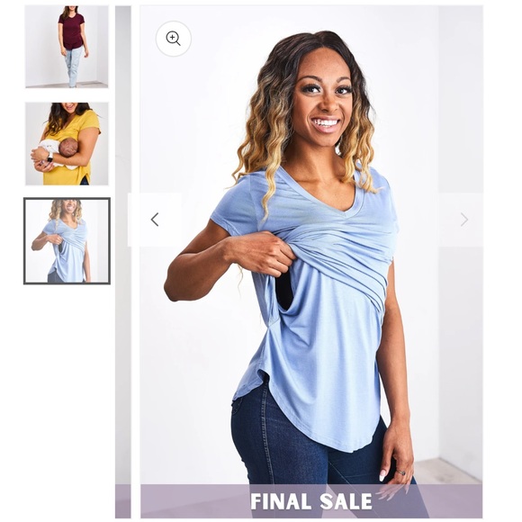 LATCHED MAMA dark gray 3/4 sleeve nursing/maternity top - Picture 5 of 6